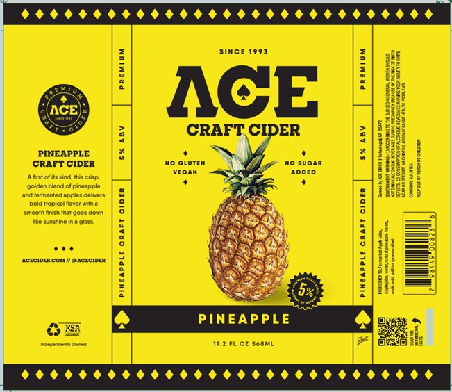 TABC label artwork for ACE PINEAPPLE CRAFT CIDER