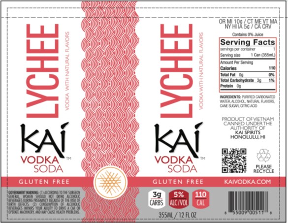 TABC label artwork for KAI LYCHEE VODKA SODA