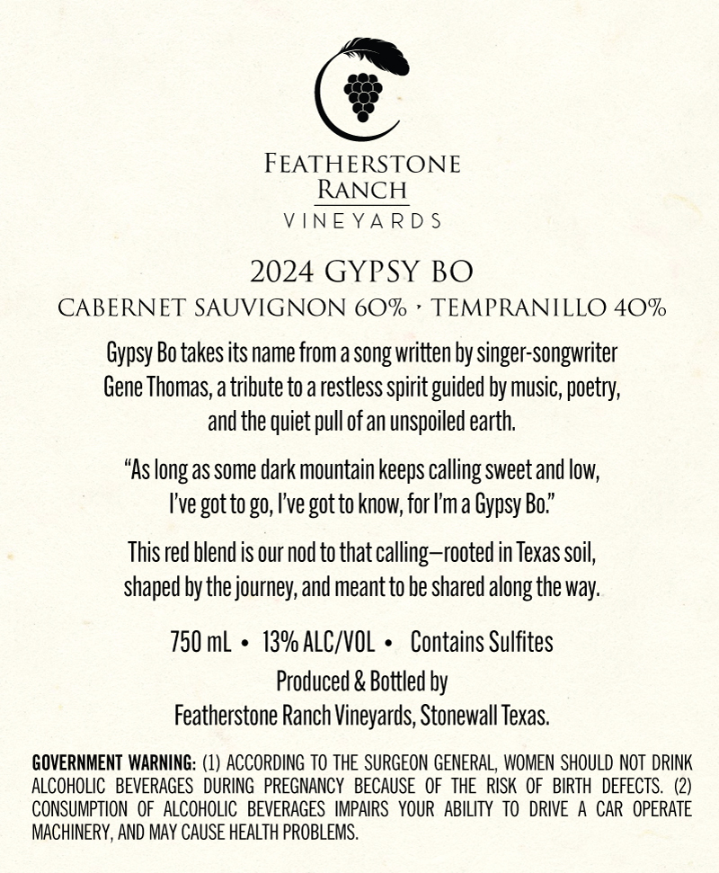 TABC label artwork for Gypsy Bo