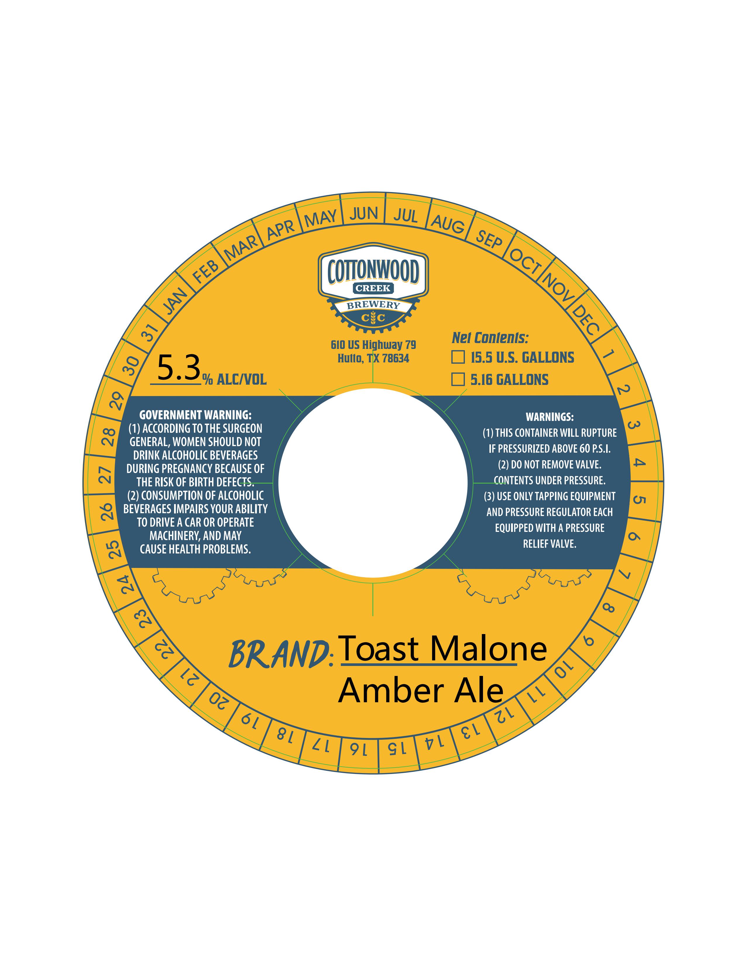TABC label artwork for Toast Malone Amber Ale