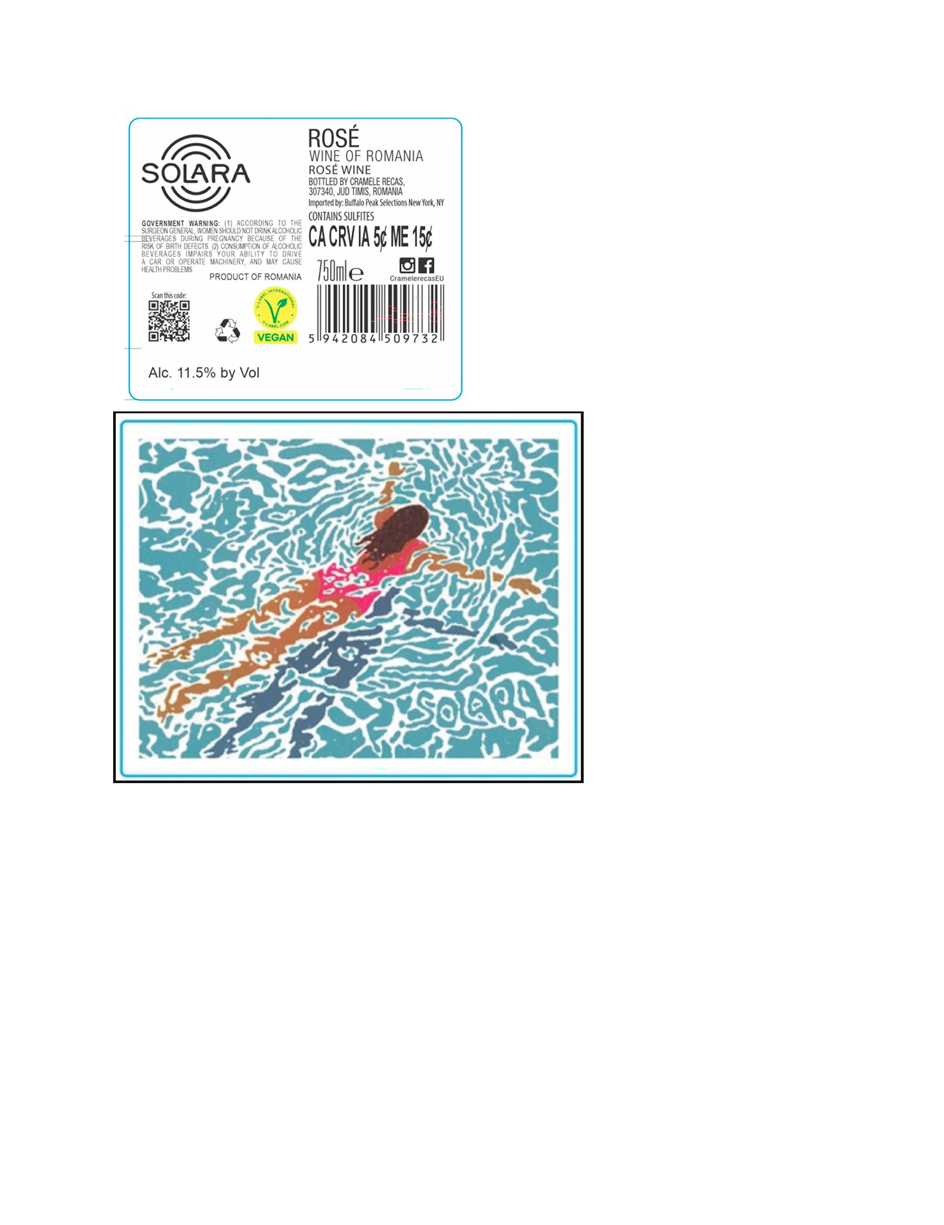 TABC label artwork for Solara Rose