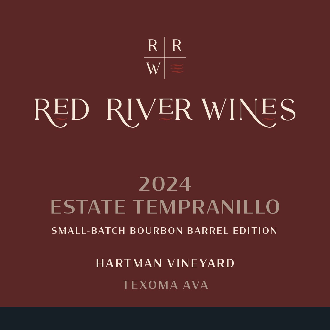 TABC label artwork for 2024 Estate Tempranillo Small Batch Bourbon Barrel Edition