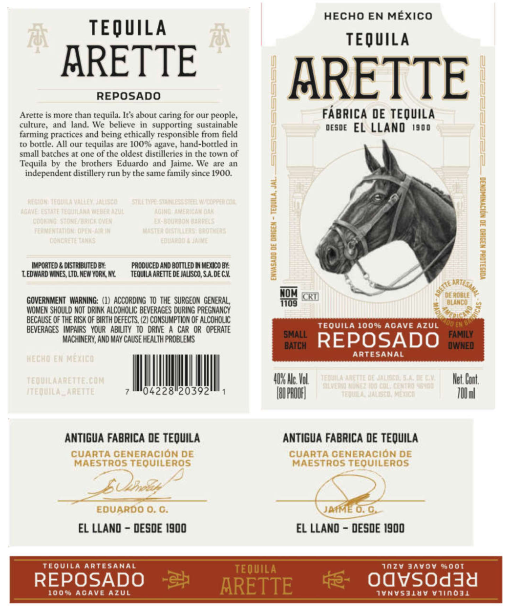 TABC label artwork for Arette Artesanal Tequila Reposado
