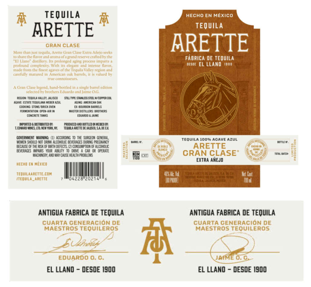 TABC label artwork for Arette Artesanal Tequila Gran Clase Extra Anejo