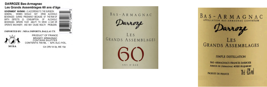 TABC label artwork for DARROZE LES GRANDS ASSEMBLAGES 60 ANS D'AGE