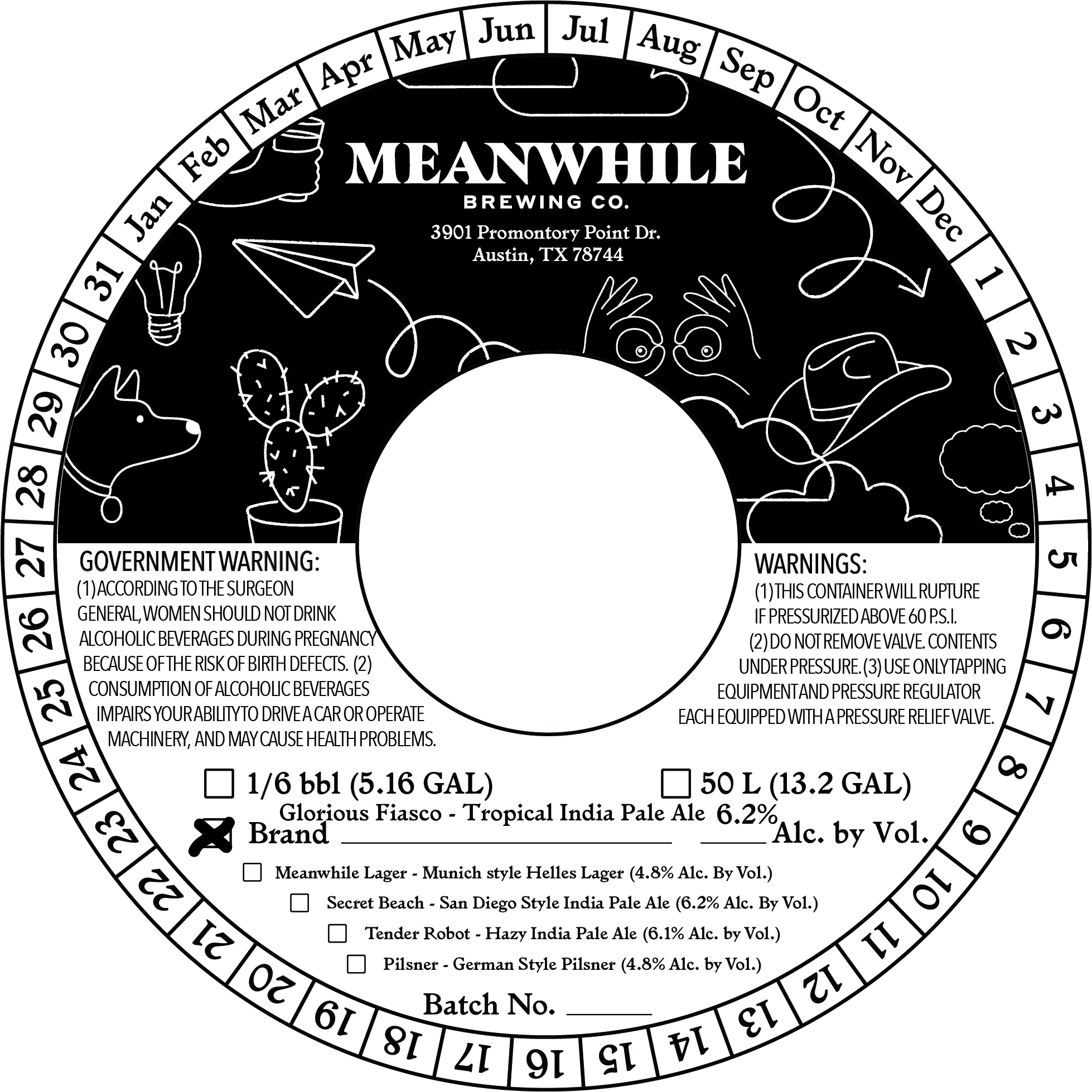 TABC label artwork for Glorious Fiasco