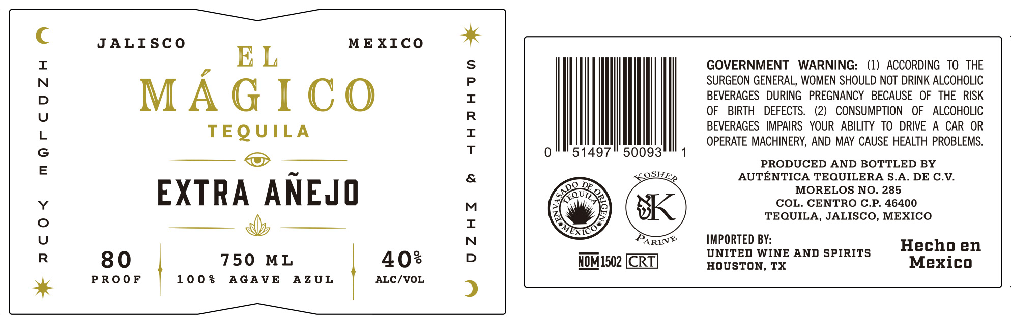 TABC label artwork for EL MAGICO EXTRA AÑEJO
