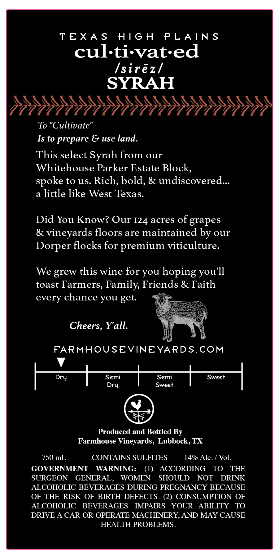 TABC label artwork for Cultivated Sirez Syrah