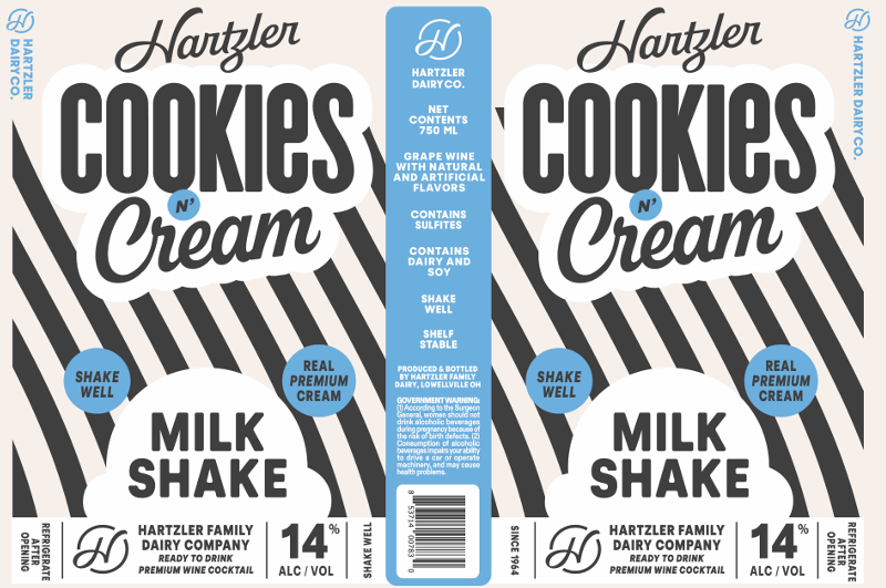 TABC label artwork for Hartzler Family Dairy Cookies N'Cream Milk Shake