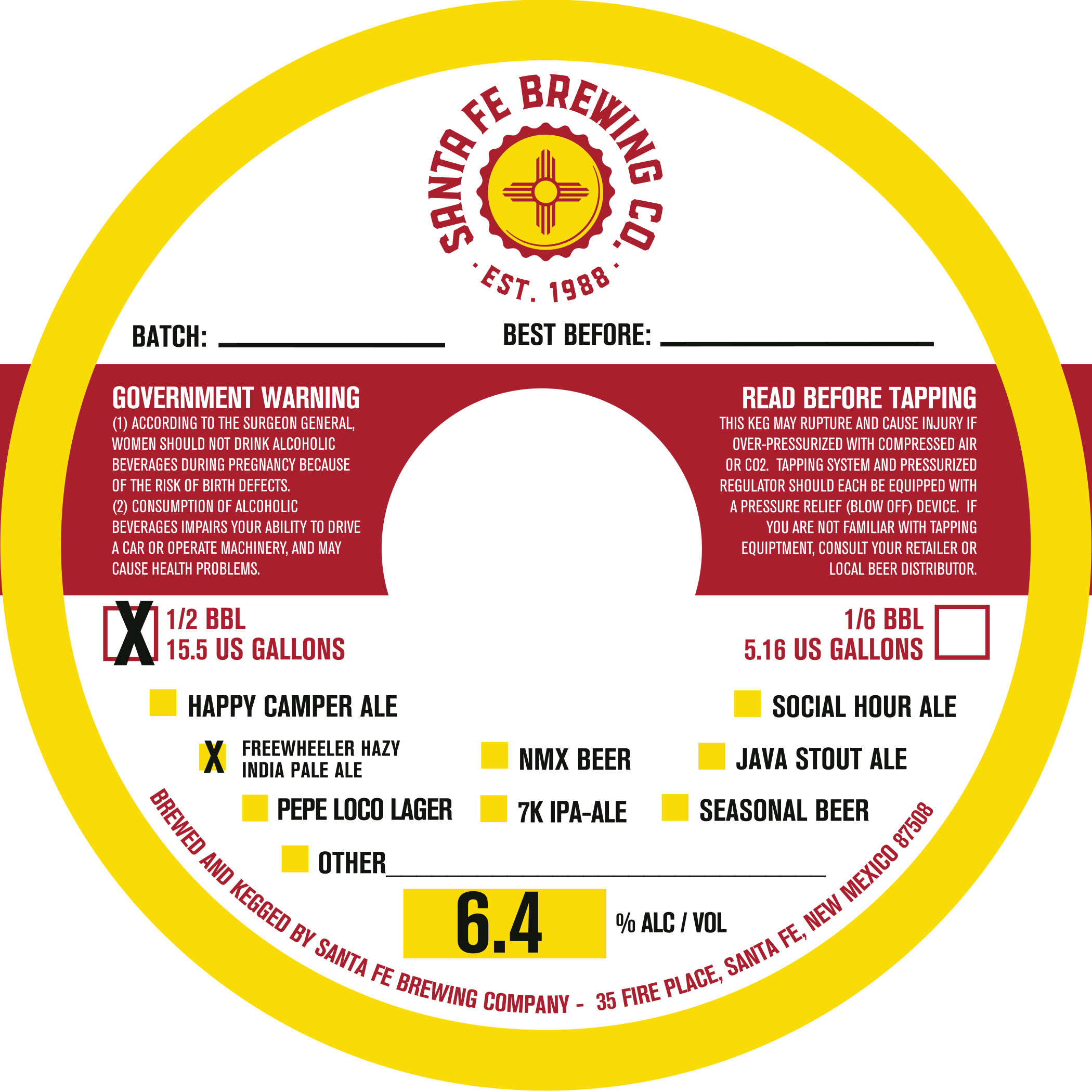 TABC label artwork for Freewheeler Hazy IPA