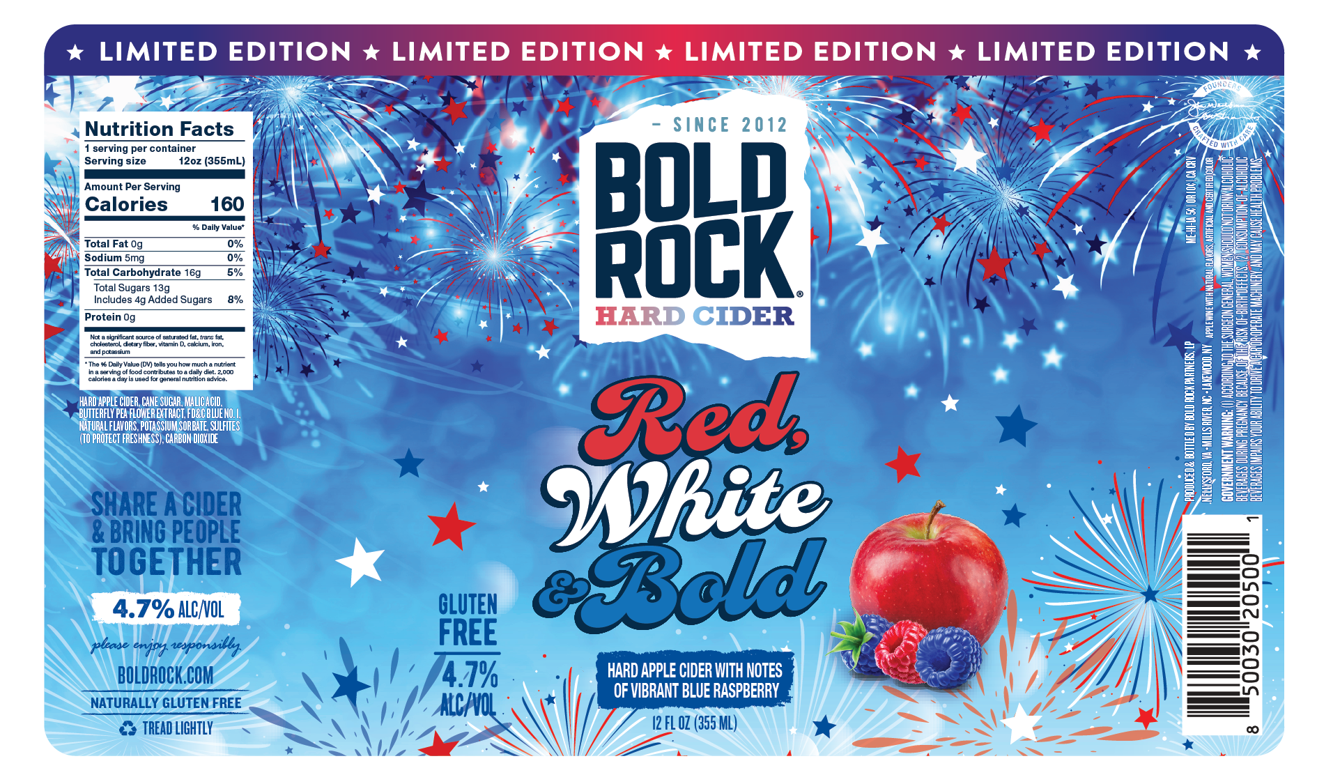 TABC label artwork for BOLD ROCK RED, WHITE AND BOLD BOTTLE