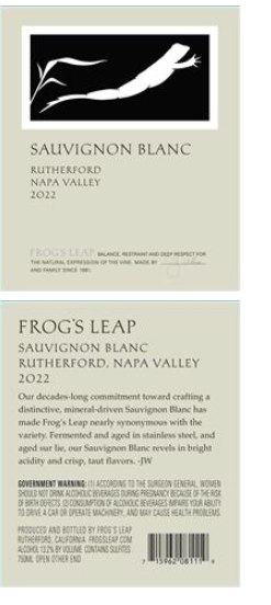 TABC label artwork for Frog's Leap Sauvignon Blanc