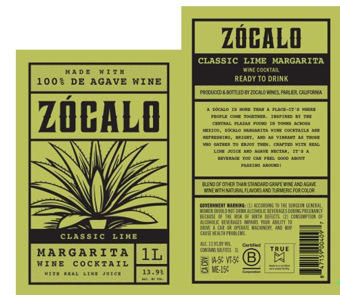 TABC label artwork for ZOCALO CLASSIC LIME MARGARITA WINE COCKTAIL