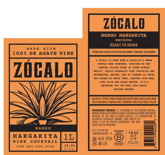 TABC label artwork for ZOCALO MANGO MARGARITA WINE COCKTAIL