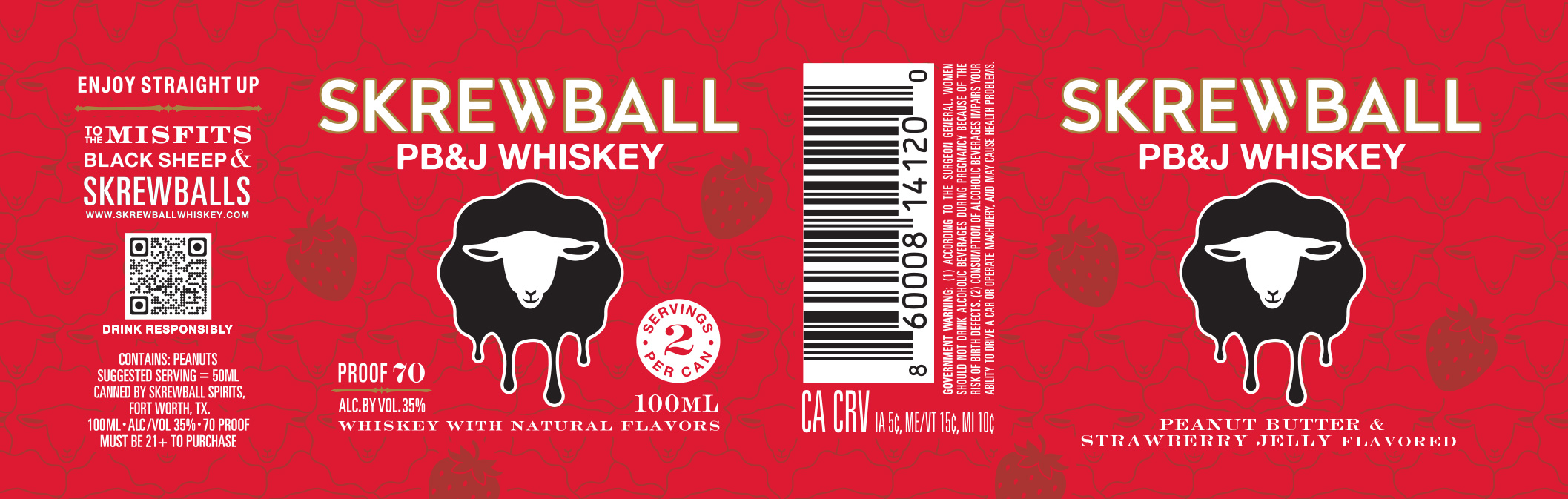 TABC label artwork for Skrewball Peanut Butter & Strawberry Jelly Whiskey