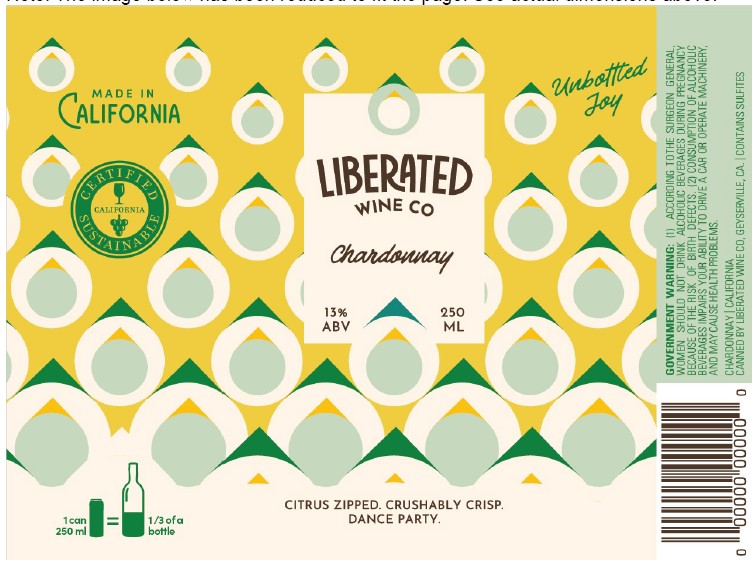 TABC label artwork for LIBERATED CHARDONNAY