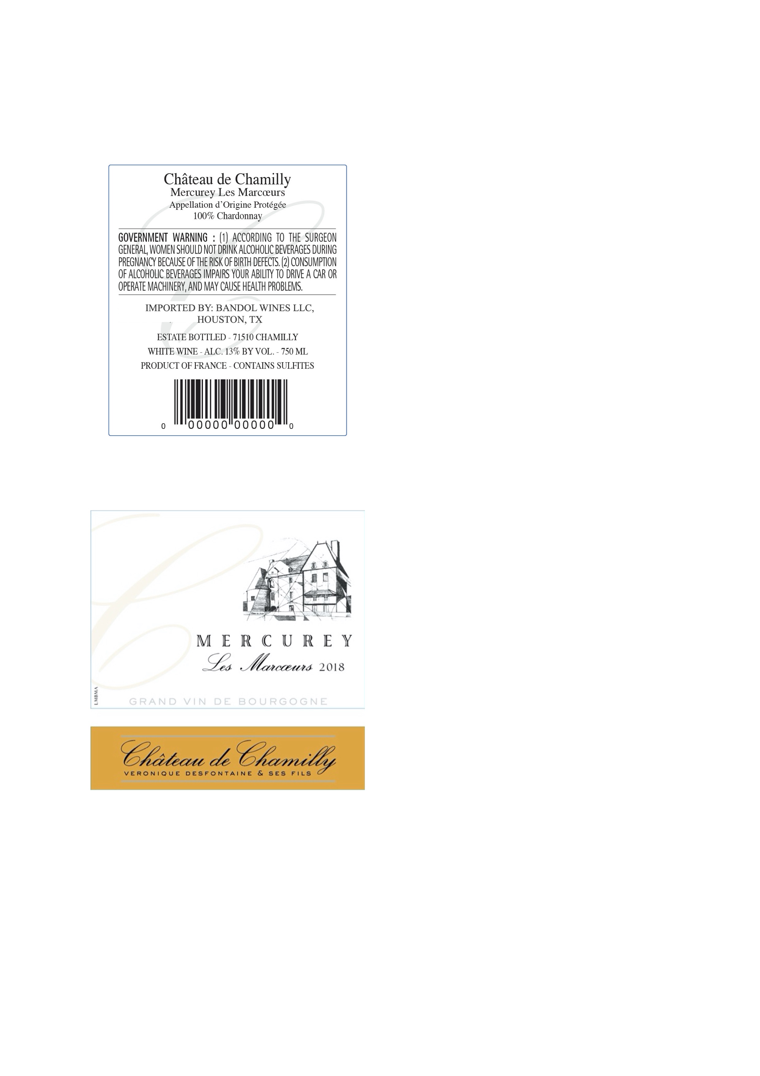TABC label artwork for Chateau de Chamilly Mercurey les Marcoeurs