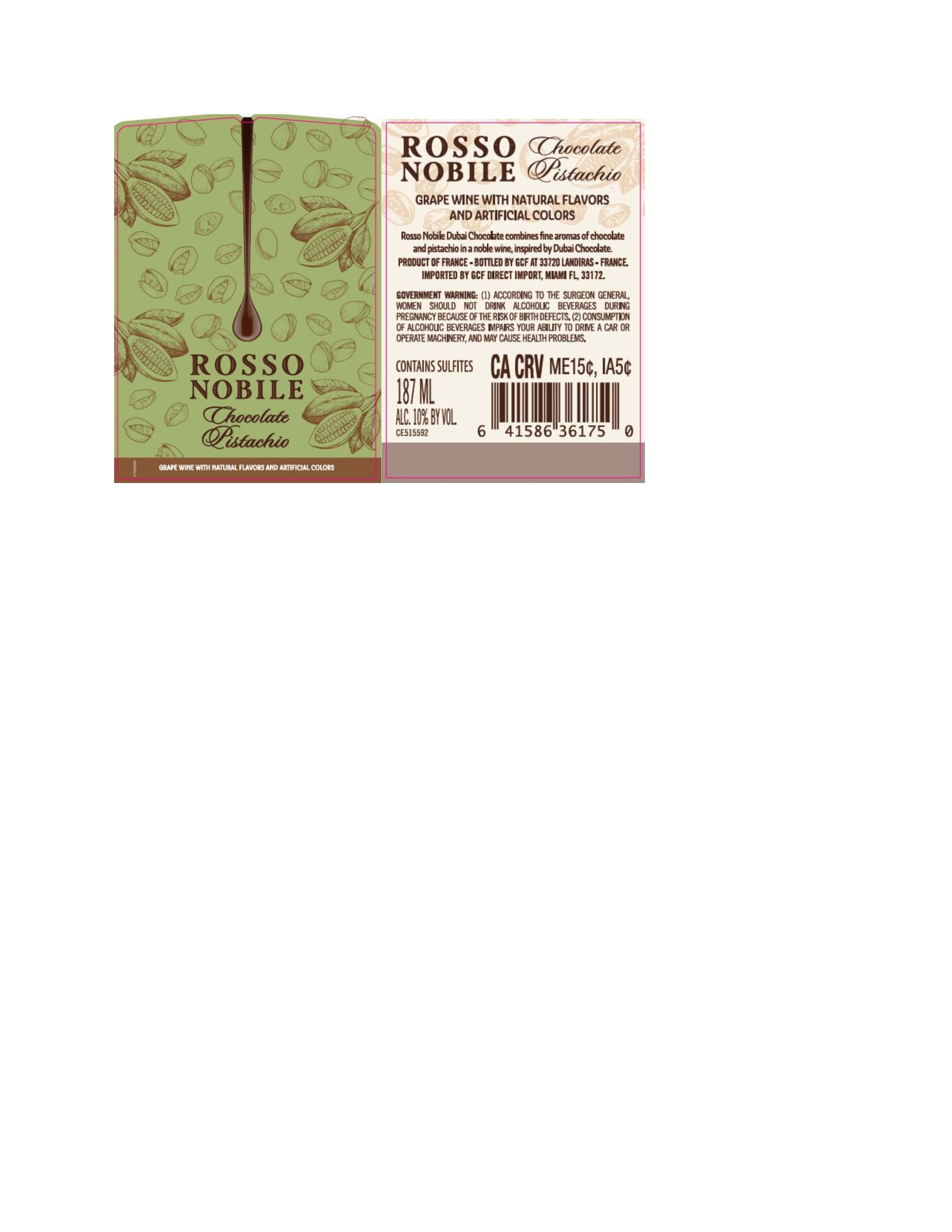 TABC label artwork for Nobile Rosso Dubai Chocolate Pistachio