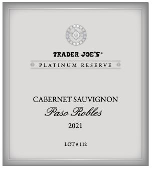 TABC label artwork for Trader Joe's Platinum Reserve Cabernet Sauvignon