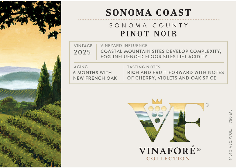 TABC label artwork for Vinafore Sonoma Coast Pinot Noir