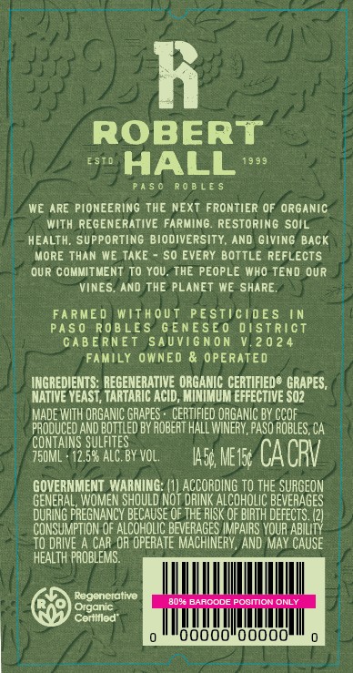 TABC label artwork for Robert Hall Cabernet Sauvignon Paso Robles