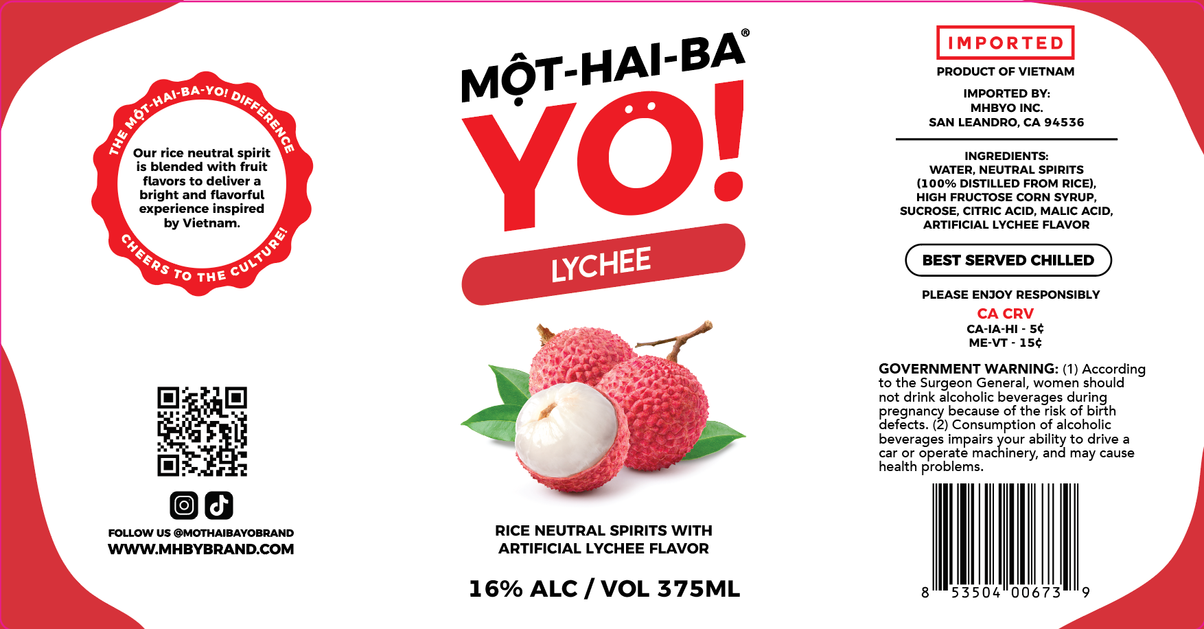 TABC label artwork for Mot-Hai-Ba-Yo! Lychee Flavored Neutral Spirit