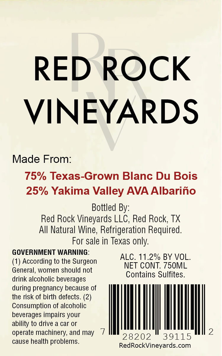TABC label artwork for White Blend