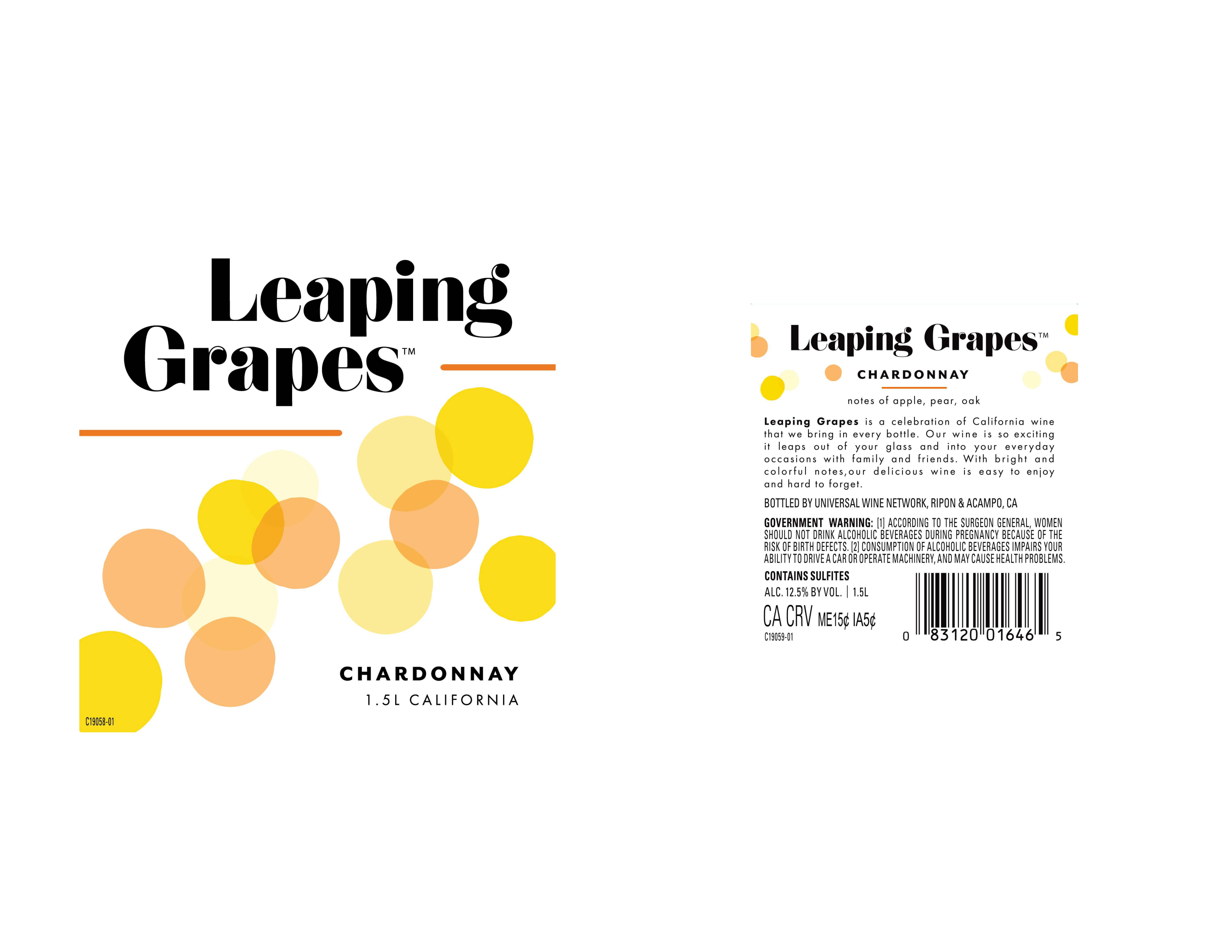 TABC label artwork for Leaping Grapes- Chardonnay