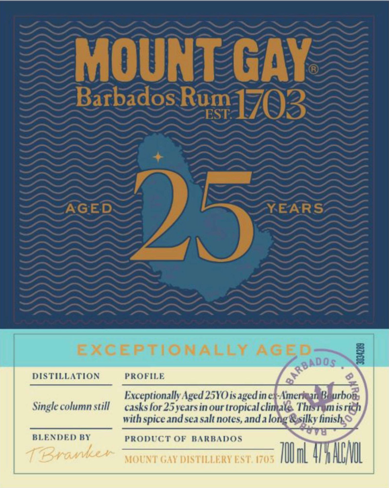 TABC label artwork for Mount Gay Aged 25 Years