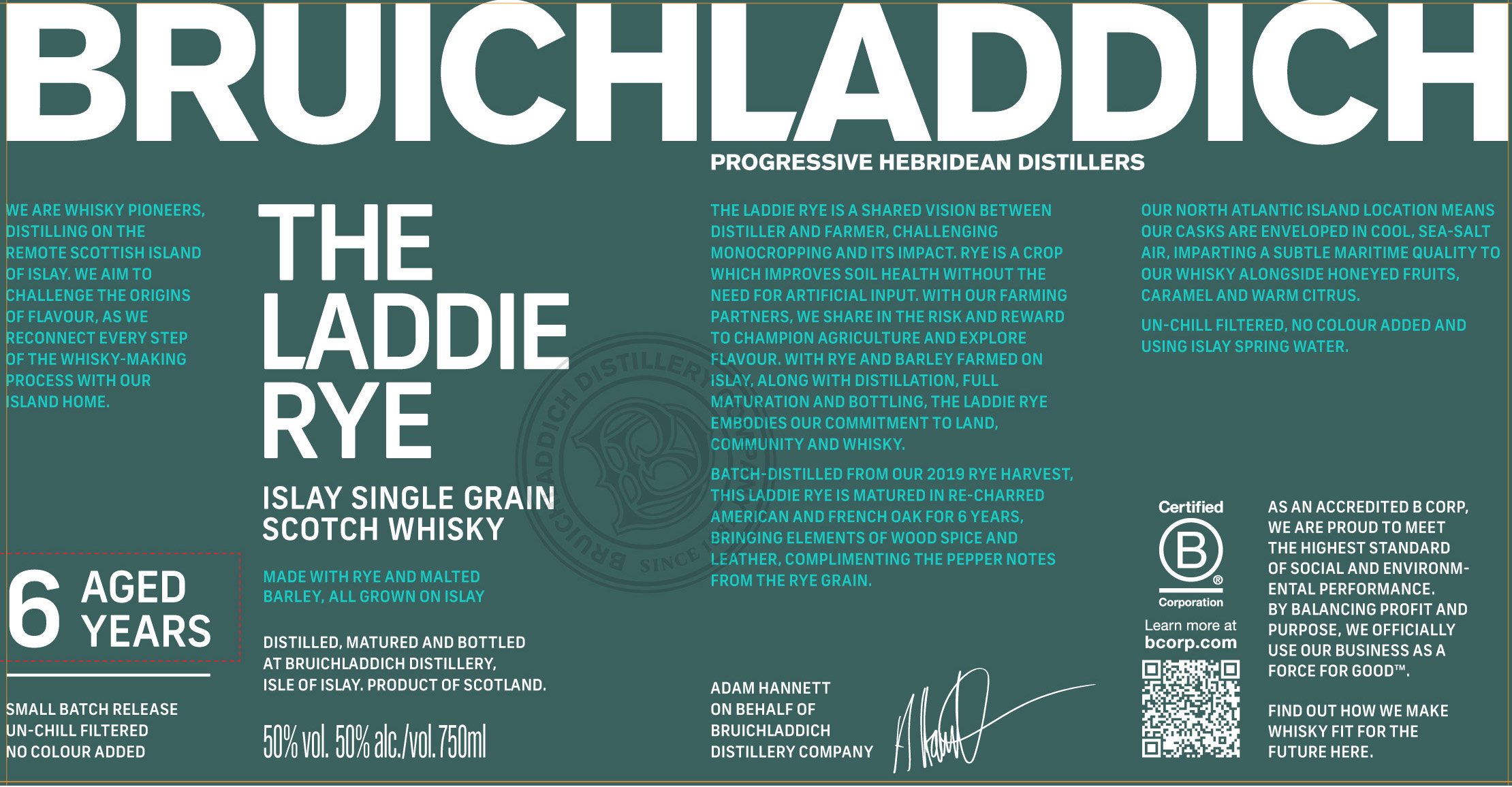 TABC label artwork for Bruichladdich The Laddie Rye Aged 6 Years (2nd Edition)
