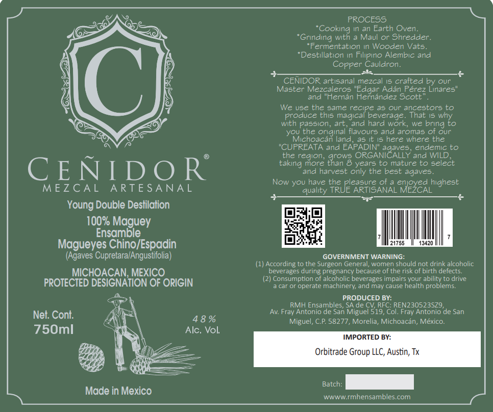 TABC label artwork for Cenidor Mezcal