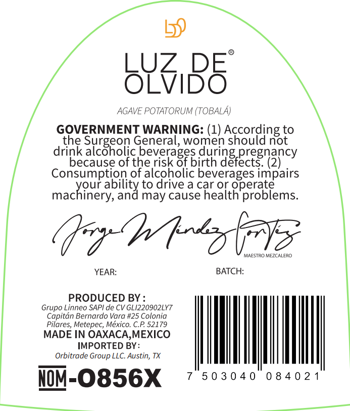 TABC label artwork for Luz De Olvido