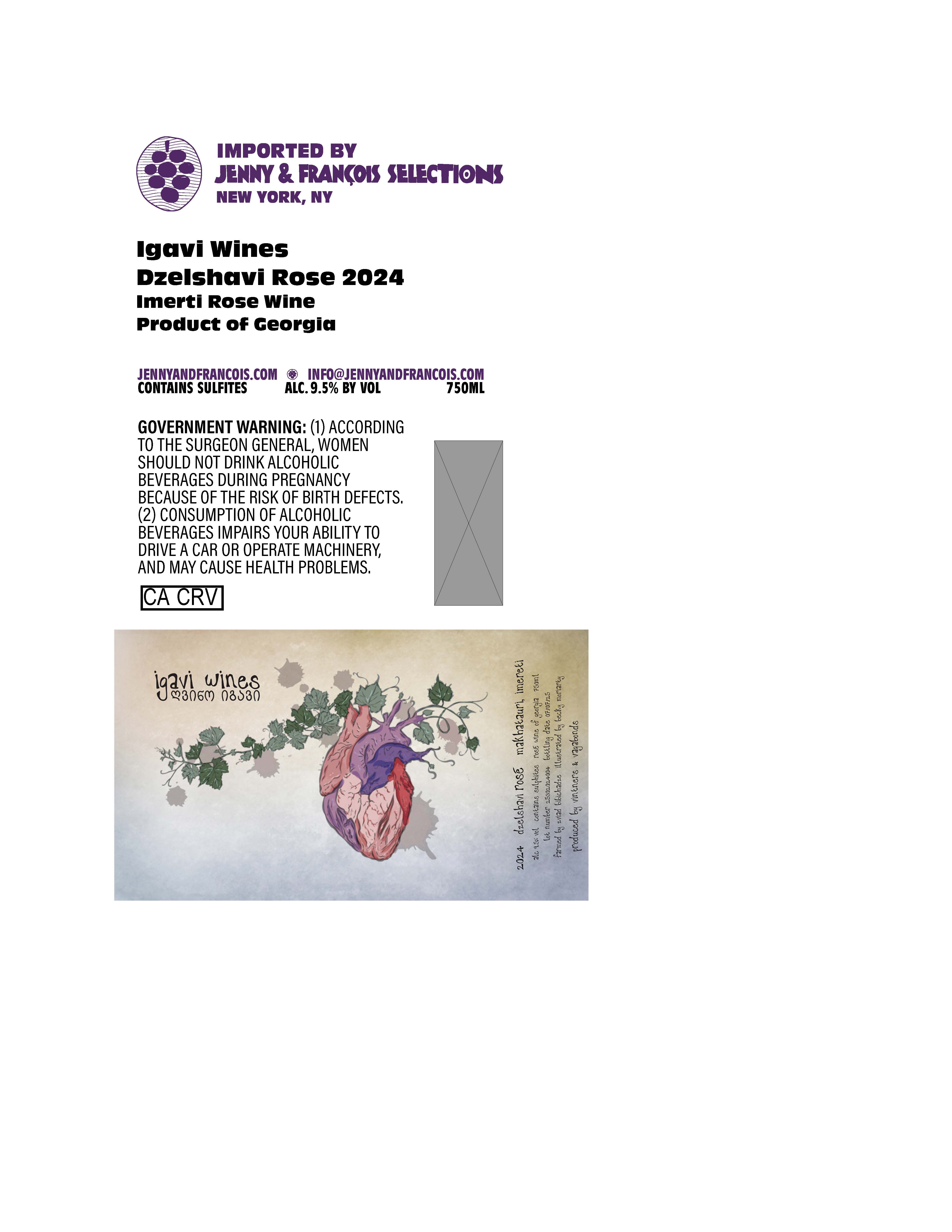 TABC label artwork for Igavi Wines, Dzelshavi Rose