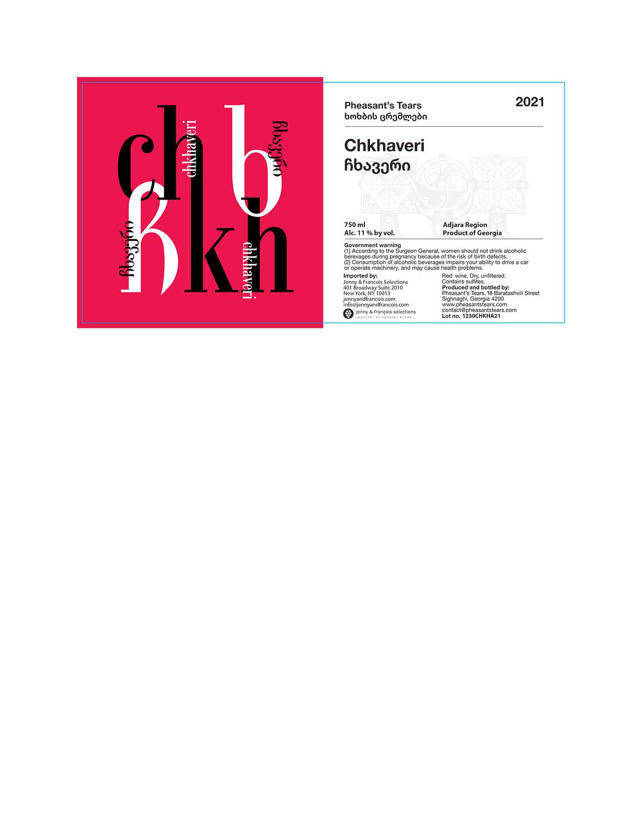 TABC label artwork for Pheasant`s Tears, Chkhaveri