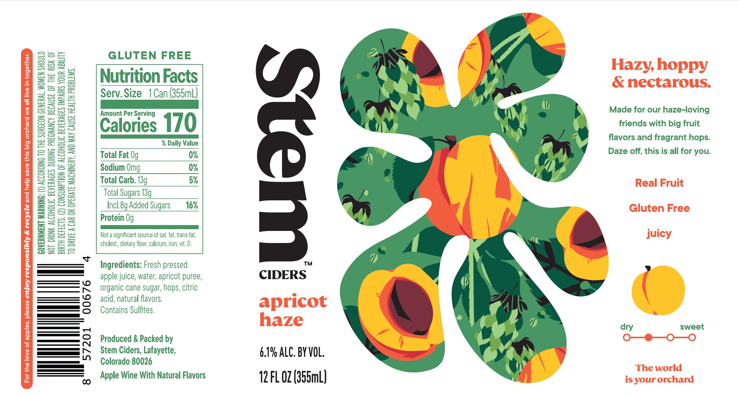 TABC label artwork for Stem Ciders Apricot Haze