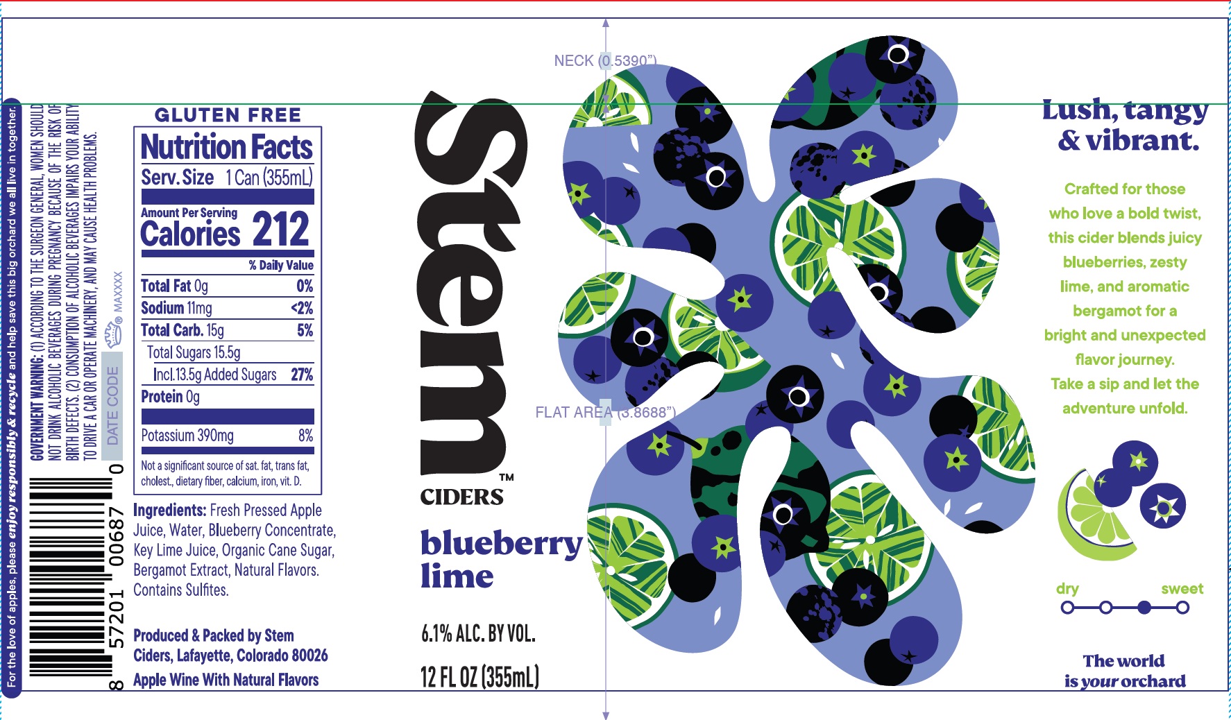 TABC label artwork for Stem Ciders Blueberry Lime