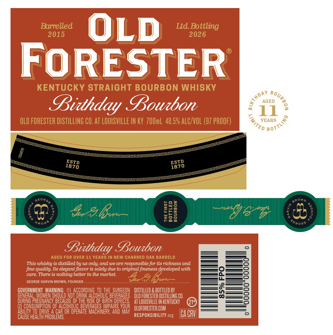 TABC label artwork for Old Forester Birthday Bourbon 2026