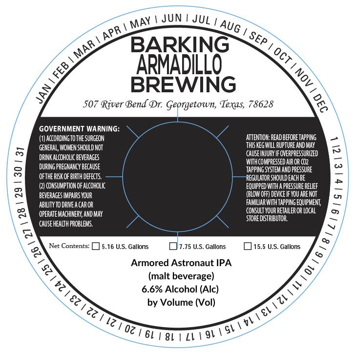 TABC label artwork for Armored Astronaut IPA