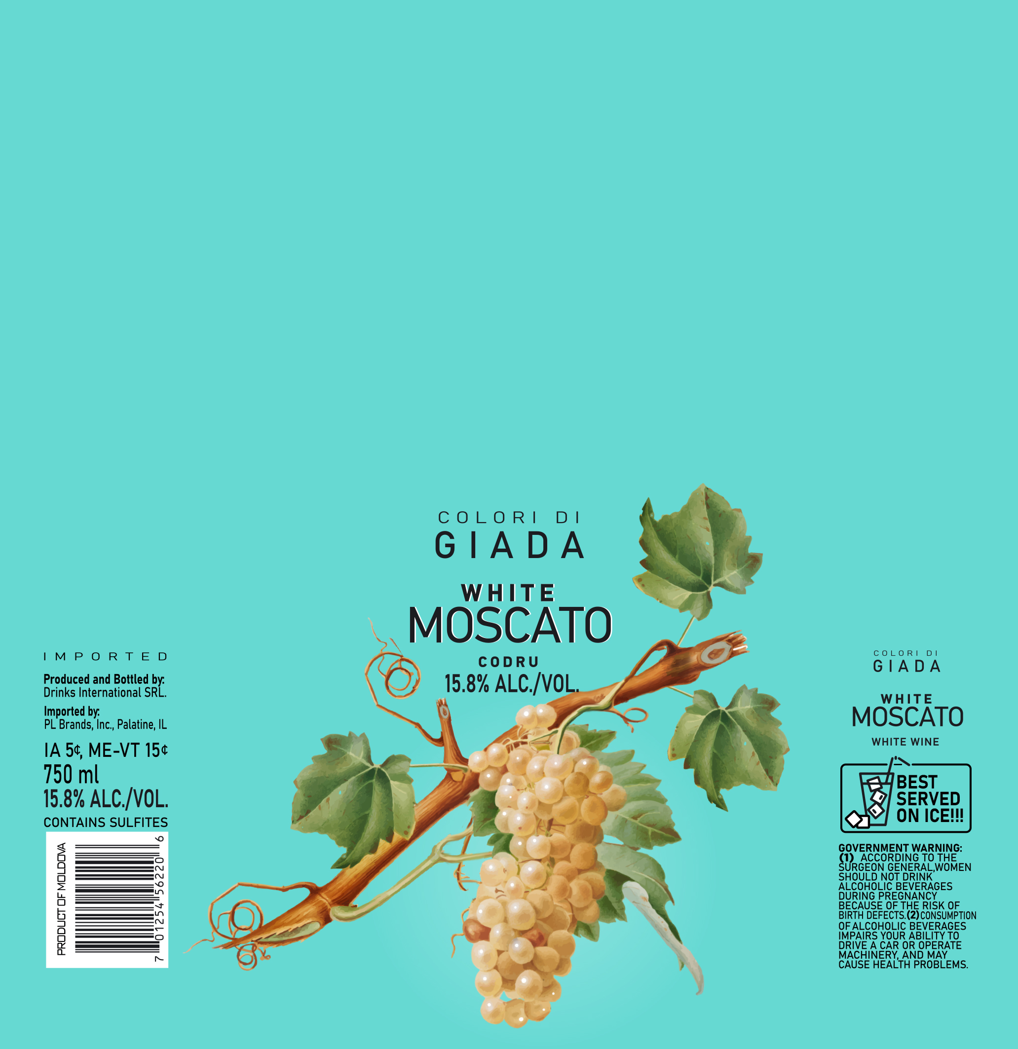 TABC label artwork for COLORI DI GIADA MOSCATO WHITE