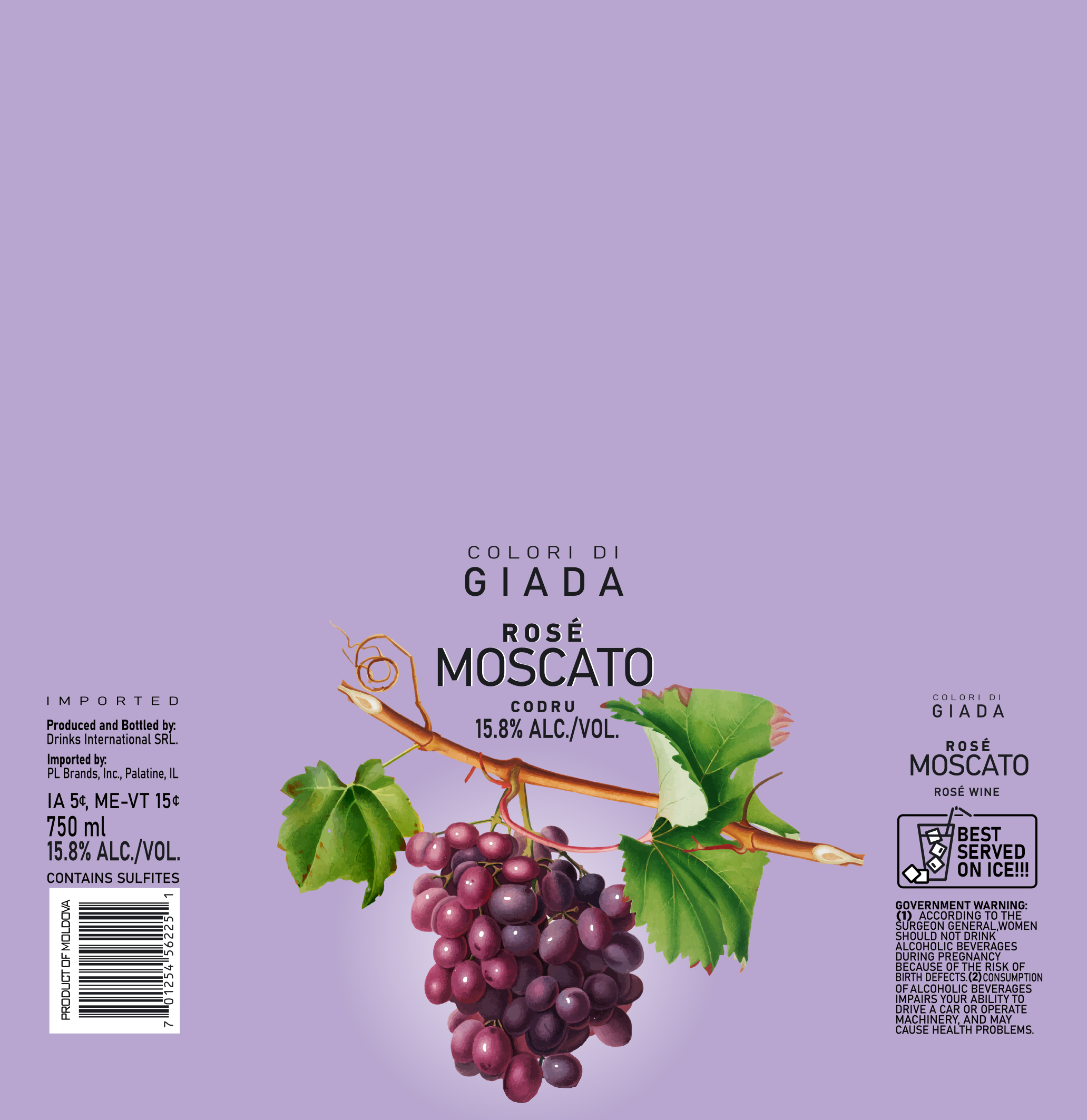 TABC label artwork for COLORI DI GIADA MOSCATO ROSE