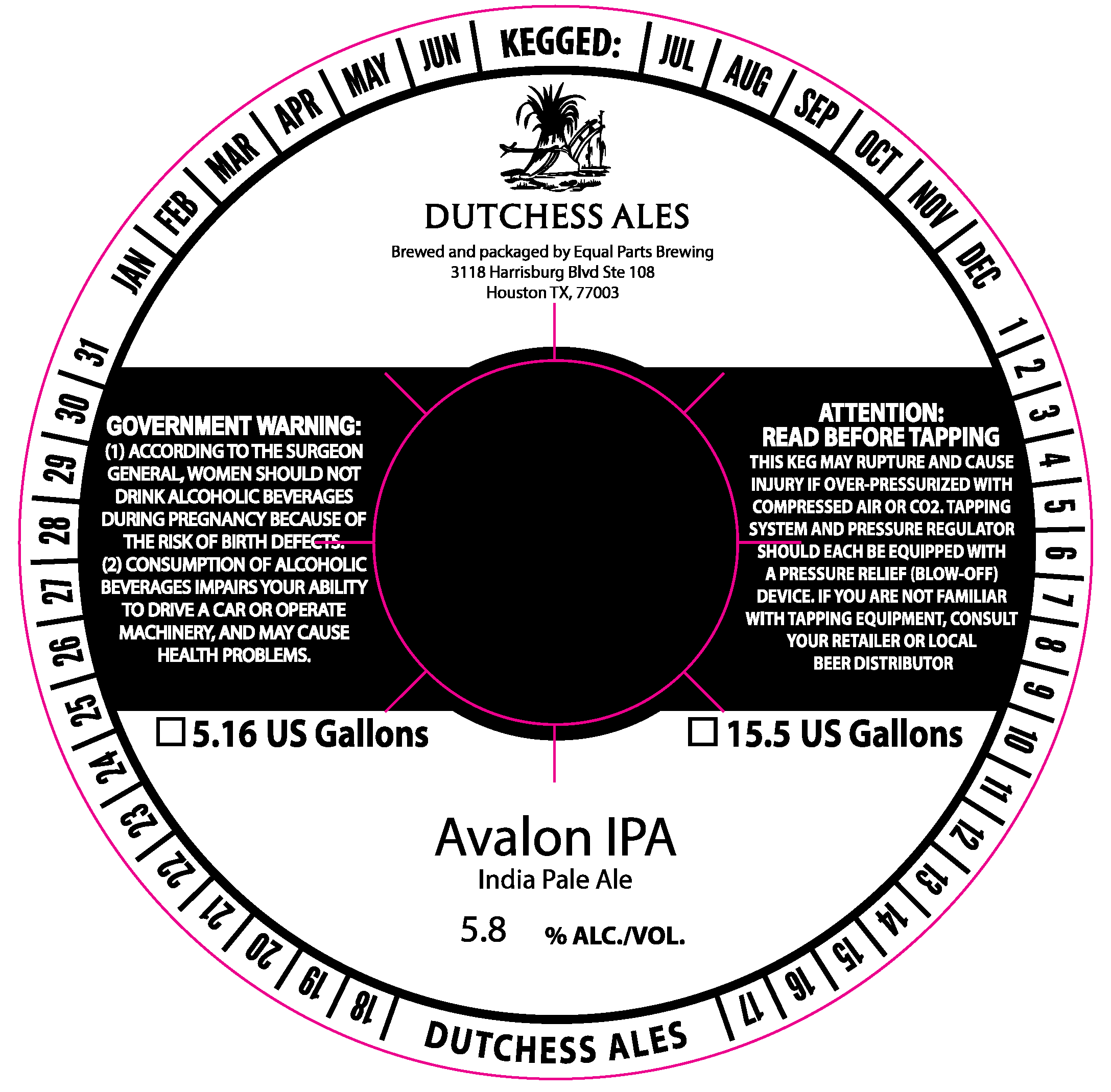 TABC label artwork for Dutchess Ales Avalon