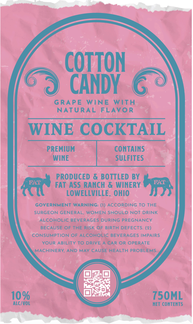 TABC label artwork for FAT ASS RANCH & WINERY COTTON CANDY
