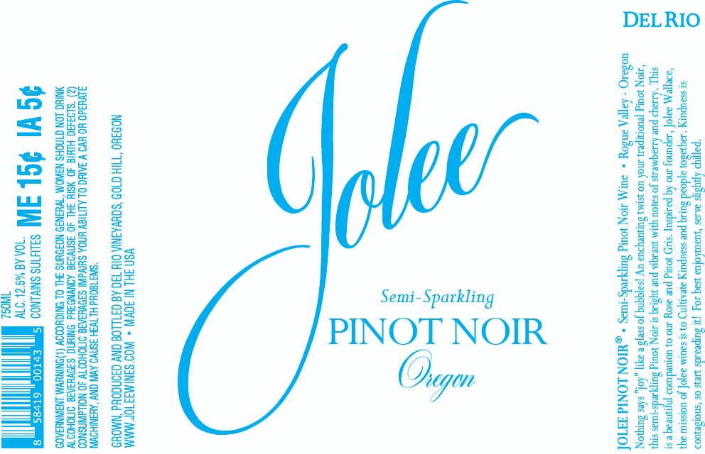 TABC label artwork for Jolee Pinot Noir