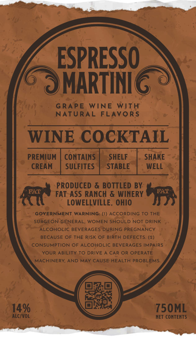 TABC label artwork for FAT ASS RANCH & WINERY ESPRESSO MARTINI