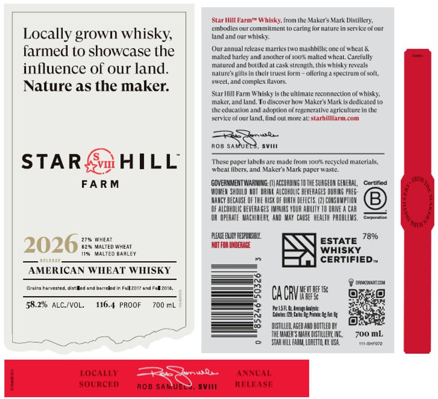 TABC label artwork for Star Hill Farm American Wheat Whisky