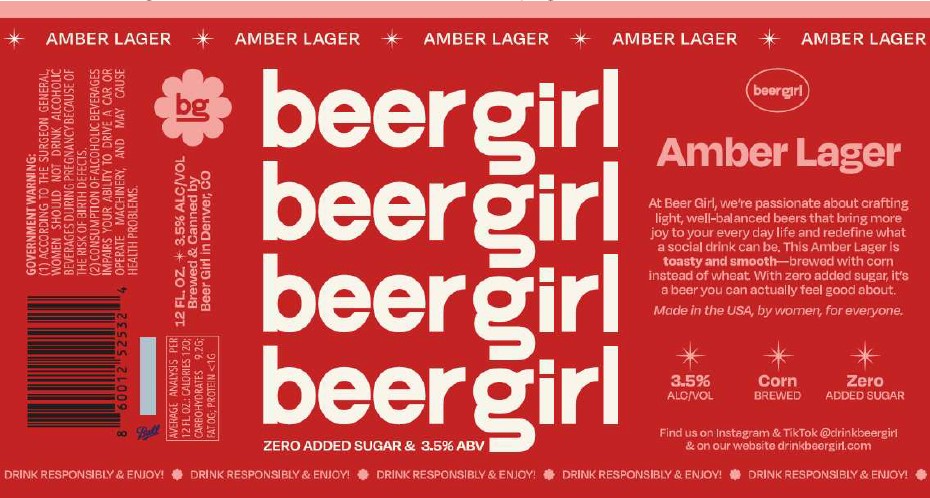 TABC label artwork for Beer Girl Amber Lager