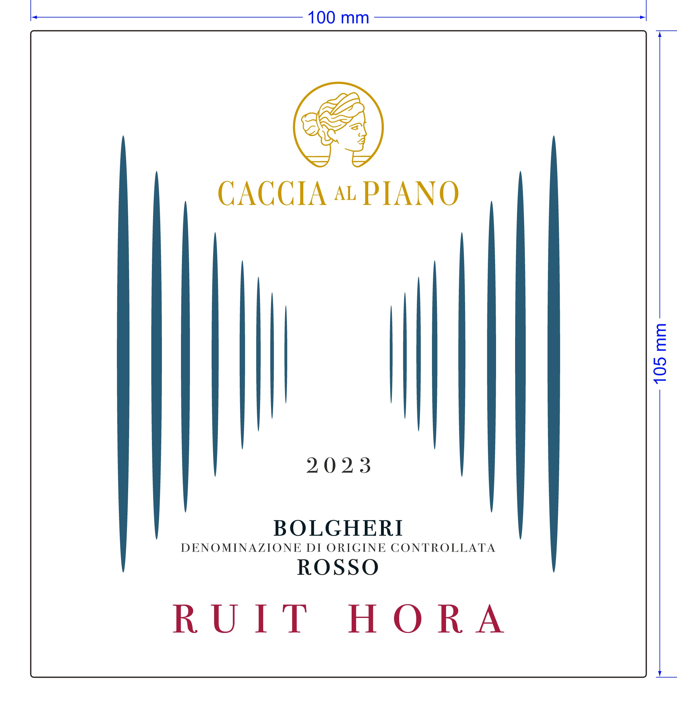 TABC label artwork for CACCIA AL PIANO RUIT HORA BOLGHERI ROSSO DOC