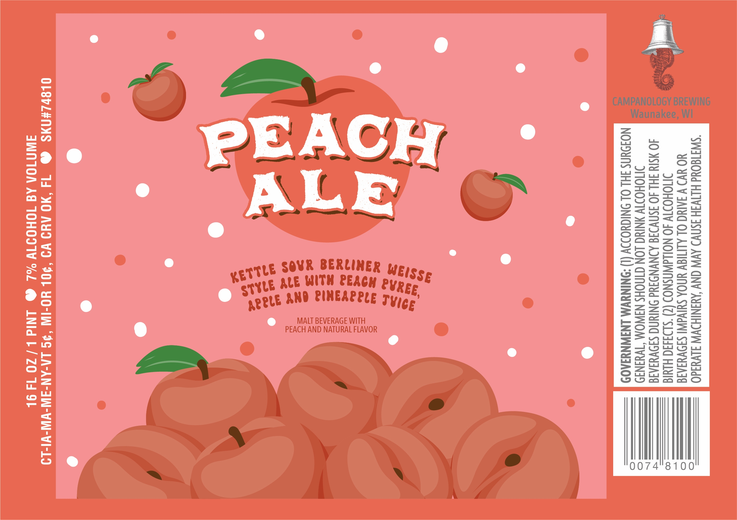 TABC label artwork for Peach Ale