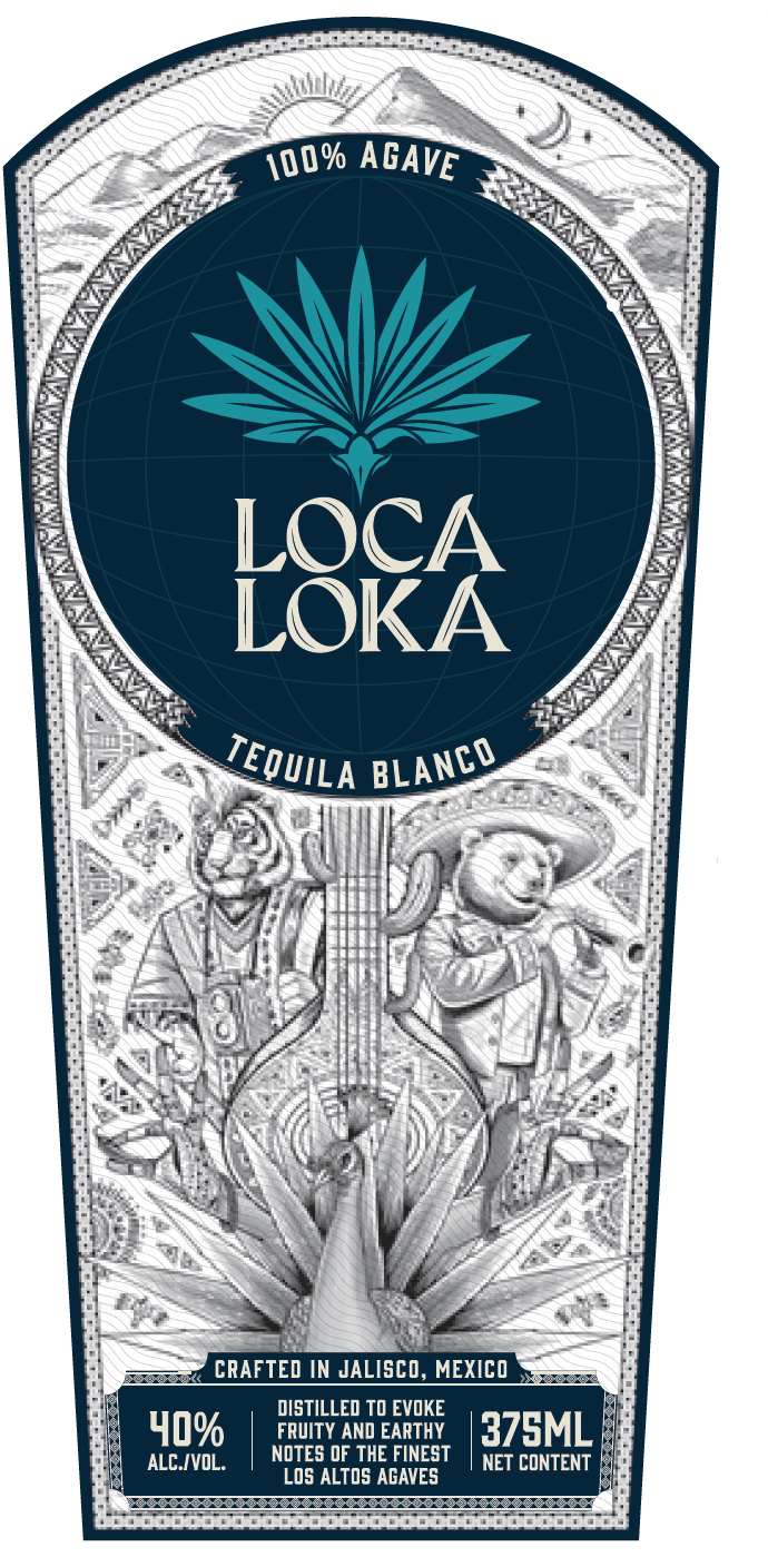TABC label artwork for Loca Loka Tequila Blanco 100% Agave
