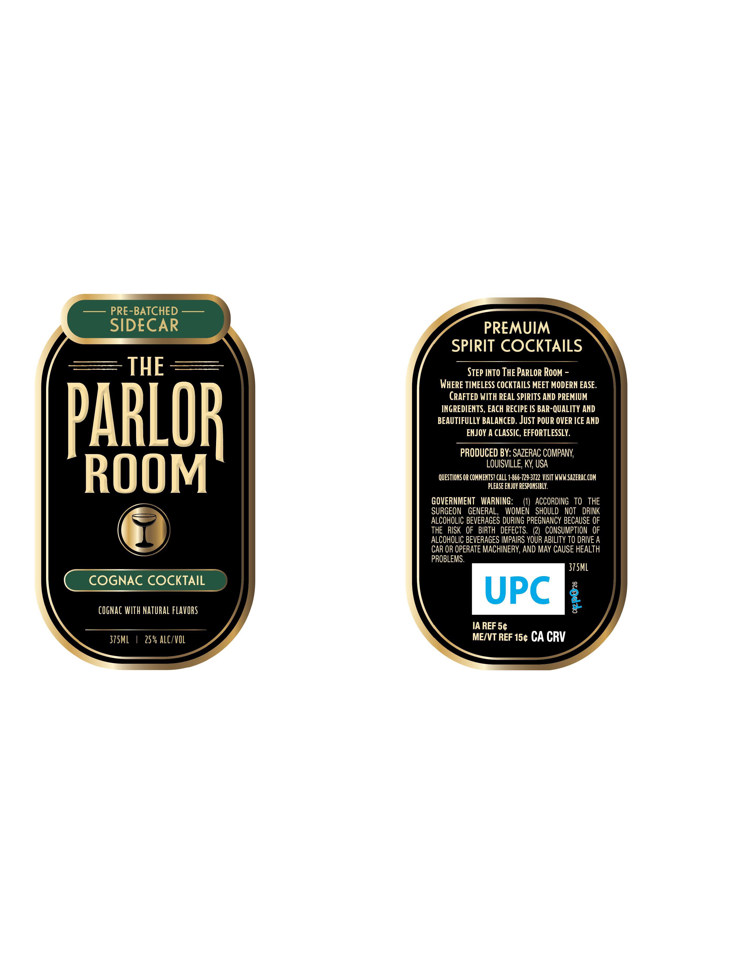 TABC label artwork for The Parlor Room Sidecar Cognac Cocktail
